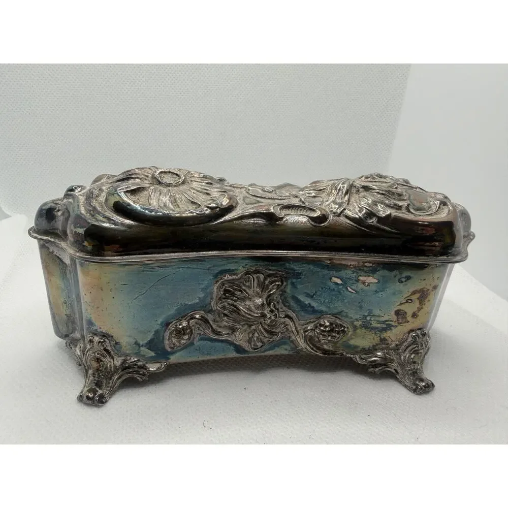 Antique Jewelry Box: Derby Silver Co. Quadruple Silver Plate #3471, Late 19th C